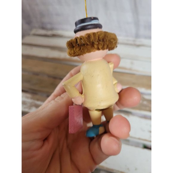 Russ Wooden businessman ornament as is Xmas vintage - Picture 3 of 6